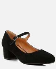 Dallin Suede Block Heel Mary Janes