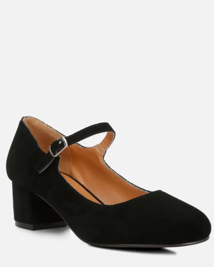 Dallin Suede Block Heel Mary Janes