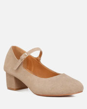 Dallin Suede Block Heel Mary Janes