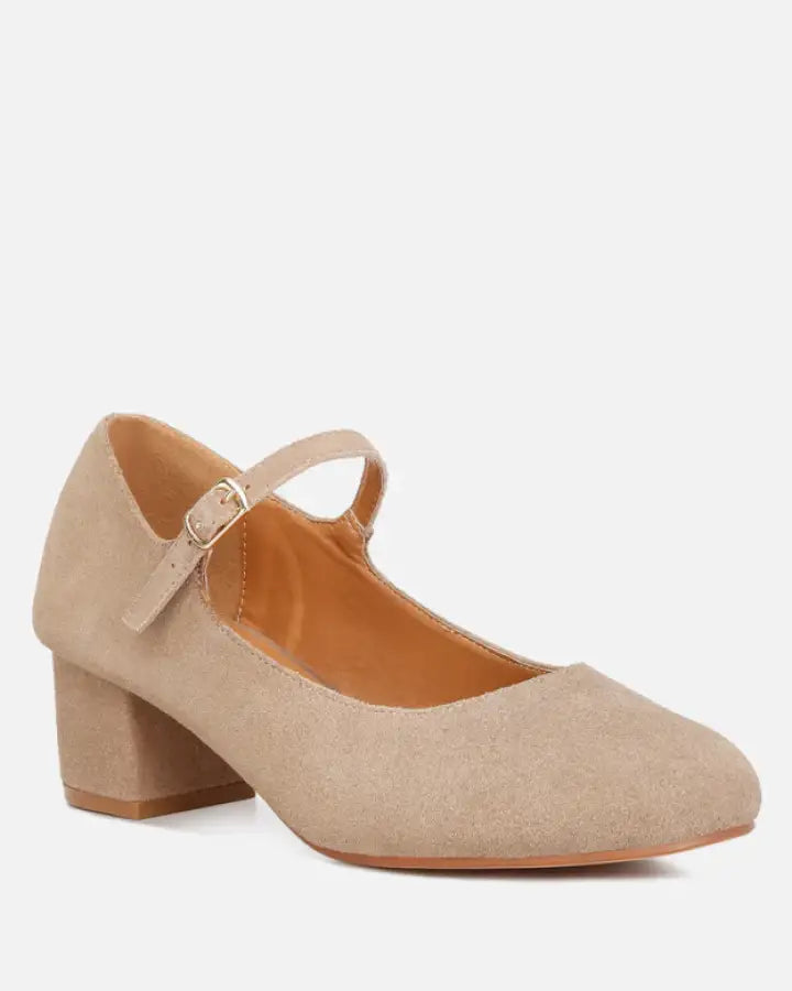 Dallin Suede Block Heel Mary Janes