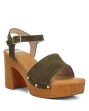 Daniela Suede High Block Sandals - Olive / US - 5 UK - 3 EU - 36