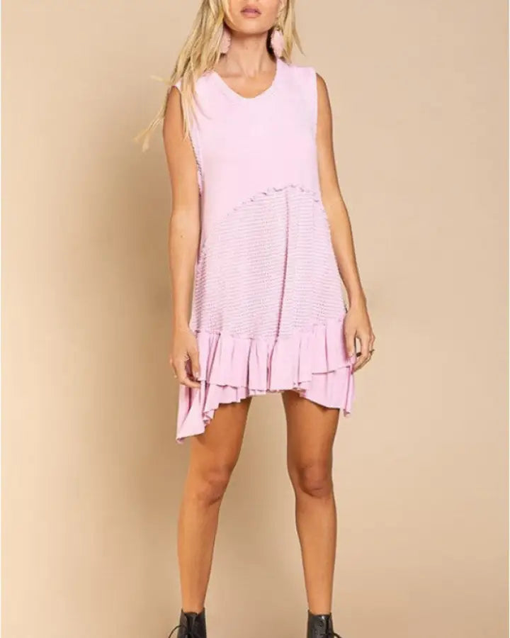 Danielle Sleeveless Ruffle Hem Babydoll Boho Dress