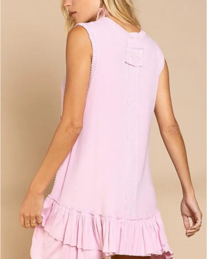 Danielle Sleeveless Ruffle Hem Babydoll Boho Dress