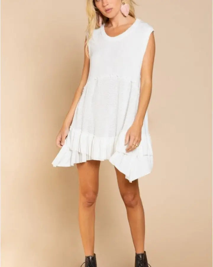 Danielle Sleeveless Ruffle Hem Babydoll Boho Dress