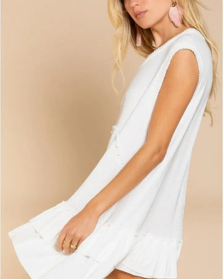 Danielle Sleeveless Ruffle Hem Babydoll Boho Dress