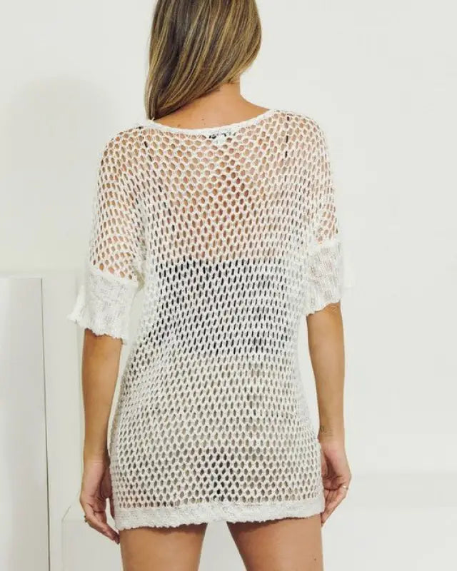 Destini Crochet V Short Sleeve Top