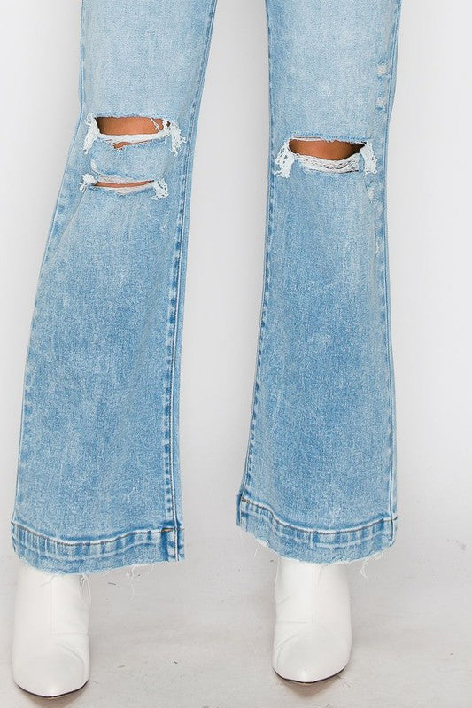 Destroyed Wide Leg Jeans