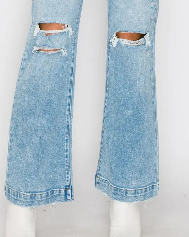 Destroyed Wide Leg Jeans