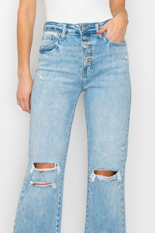 Destroyed Wide Leg Jeans