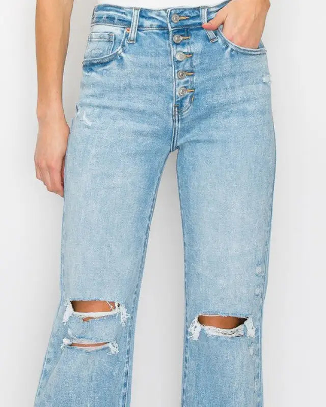 Destroyed Wide Leg Jeans