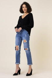 Distressed Boyfriend Jeans - Jeans