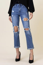 Distressed Boyfriend Jeans - Jeans