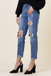 Distressed Boyfriend Jeans - Jeans