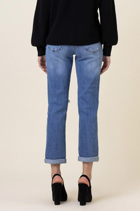 Distressed Boyfriend Jeans - Jeans