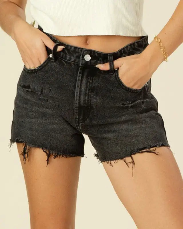 Distressed Denim Shorts