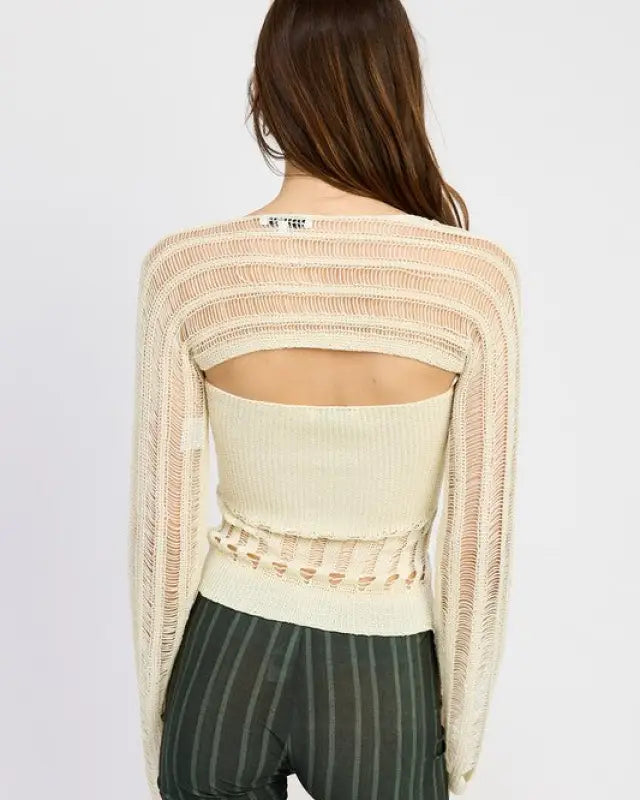 DISTRESSED SWEATER TUBE TOP