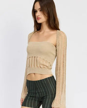 DISTRESSED SWEATER TUBE TOP