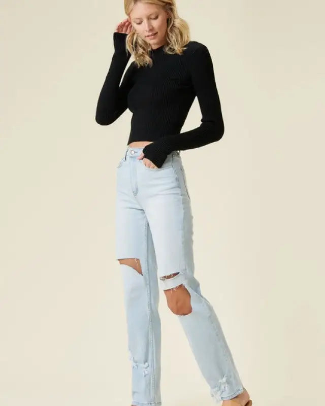 Distressed Wide Leg Jeans