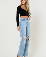 Distressed Wide Leg Jeans