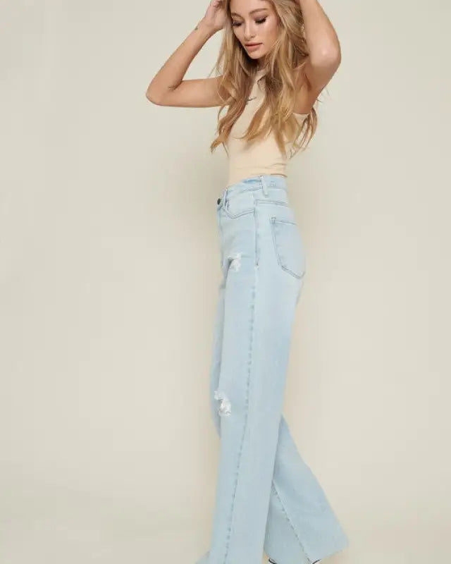 Distressed Wide Leg Jeans