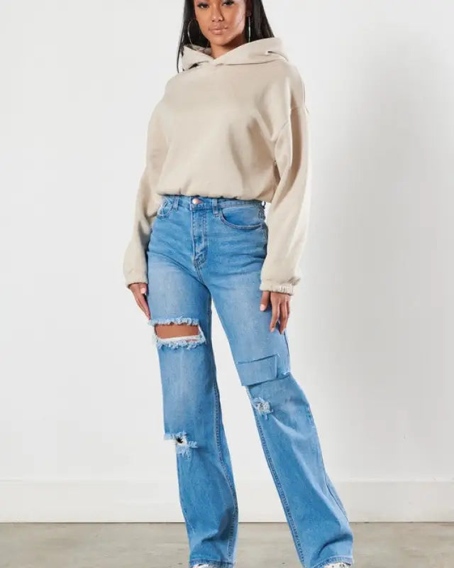 Distressed Wide Leg Jeans