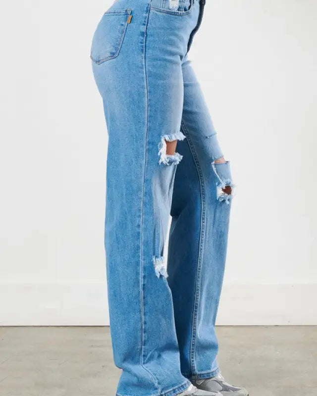 Distressed Wide Leg Jeans