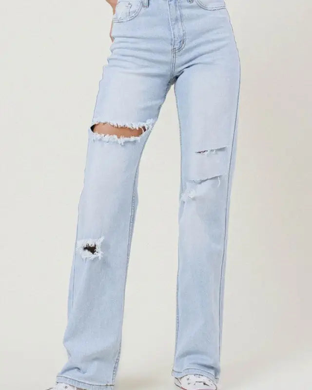 Distressed Wide Leg Jeans