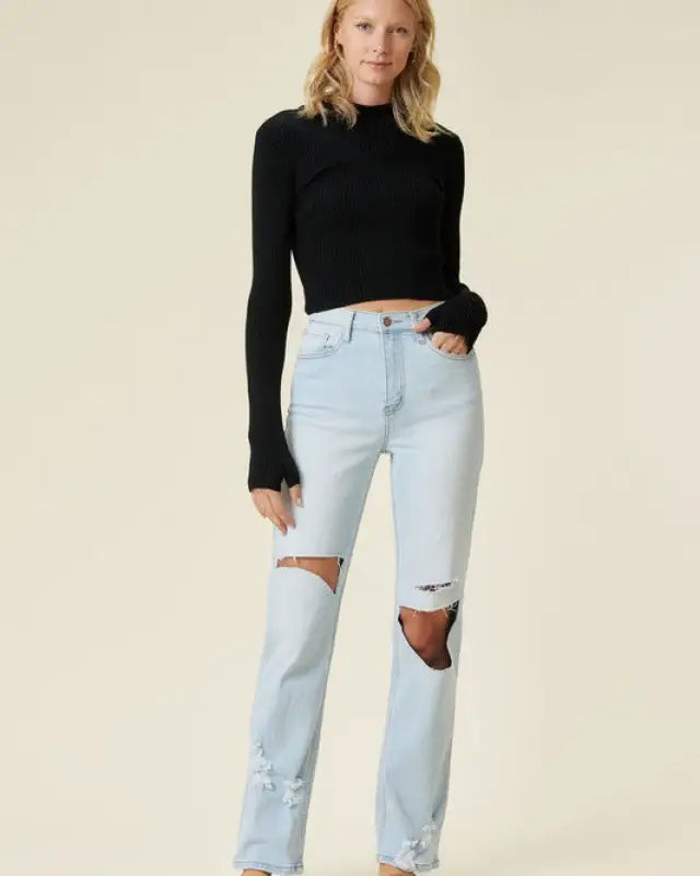 Distressed Wide Leg Jeans