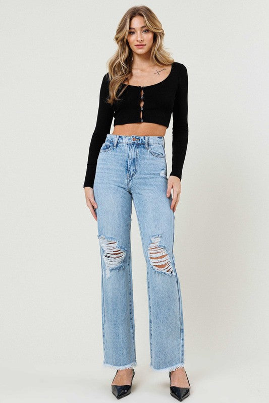 Distressed Wide Leg Jeans