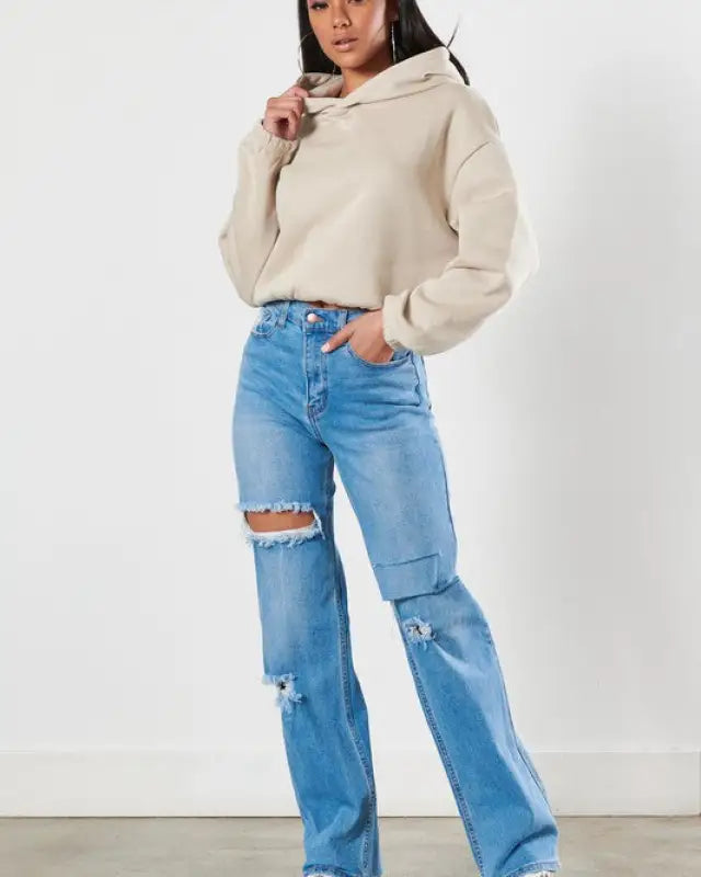 Distressed Wide Leg Jeans