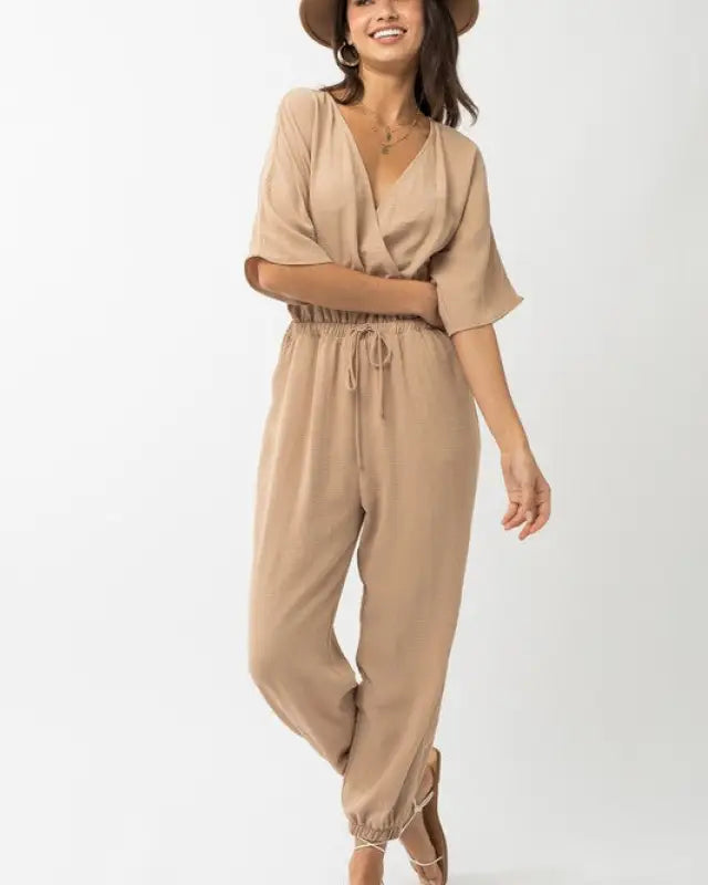 Dolman Sleeve Surplice Jumpsuit