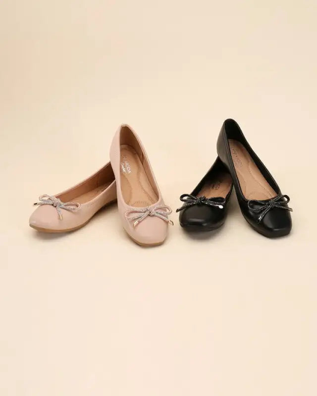 DOROTHY-77 Bow Ballet Flats - Black / 5.5