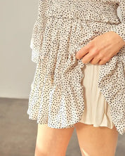 Dot Print Triangular Ruffled Skort