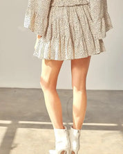 Dot Print Triangular Ruffled Skort