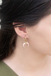 Double Horn Pink Hoop Earrings - 14K / OS