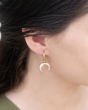 Double Horn Pink Hoop Earrings - 14K / OS