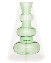 Double Layer Transparent Glass Vase 3 Pcs/Set - Green/Turquoise/Yellow / One Size