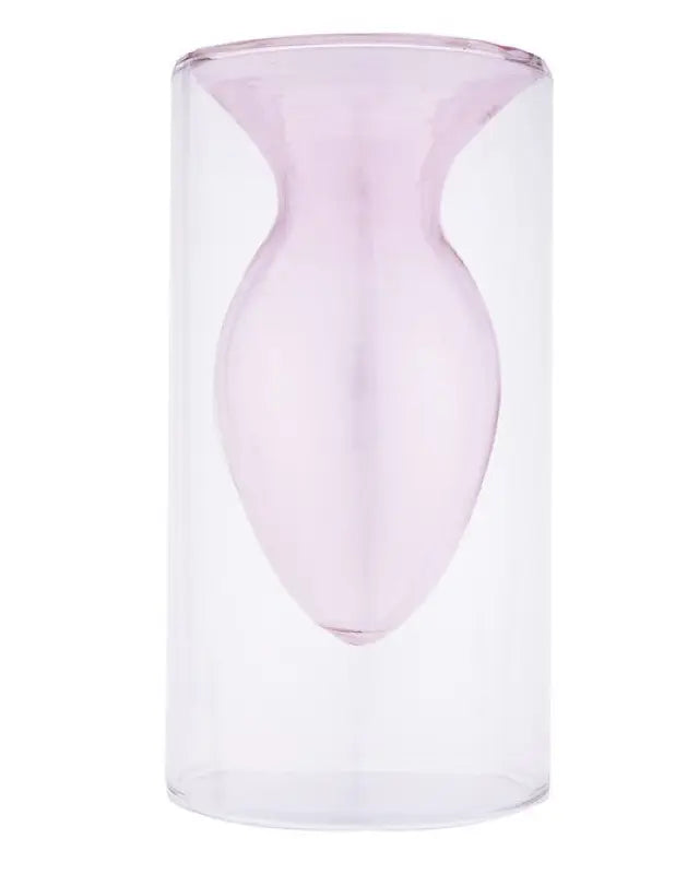 Double Layer Transparent Glass Vase - Pink / One Size