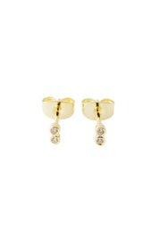 Double Tiny Crystal Bezel Stud Earrings - Gold / One Size