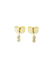 Double Tiny Crystal Bezel Stud Earrings - Gold / One Size