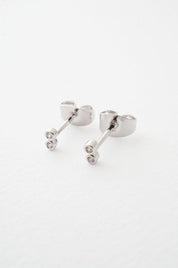 Double Tiny Crystal Bezel Stud Earrings