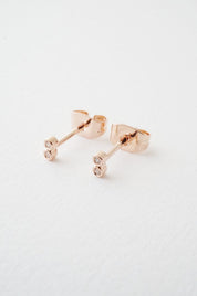 Double Tiny Crystal Bezel Stud Earrings