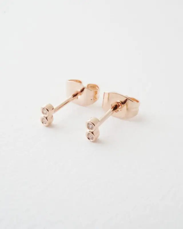 Double Tiny Crystal Bezel Stud Earrings