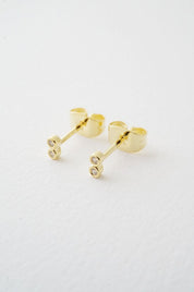 Double Tiny Crystal Bezel Stud Earrings