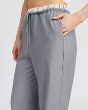 DOUBLE WAIST STREUIGHT LEG PANTS