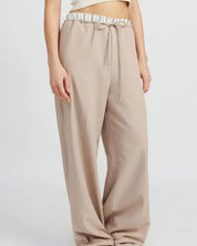 DOUBLE WAIST STREUIGHT LEG PANTS