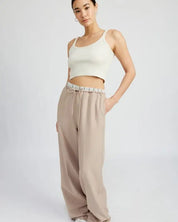 DOUBLE WAIST STREUIGHT LEG PANTS