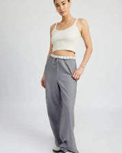 DOUBLE WAIST STREUIGHT LEG PANTS