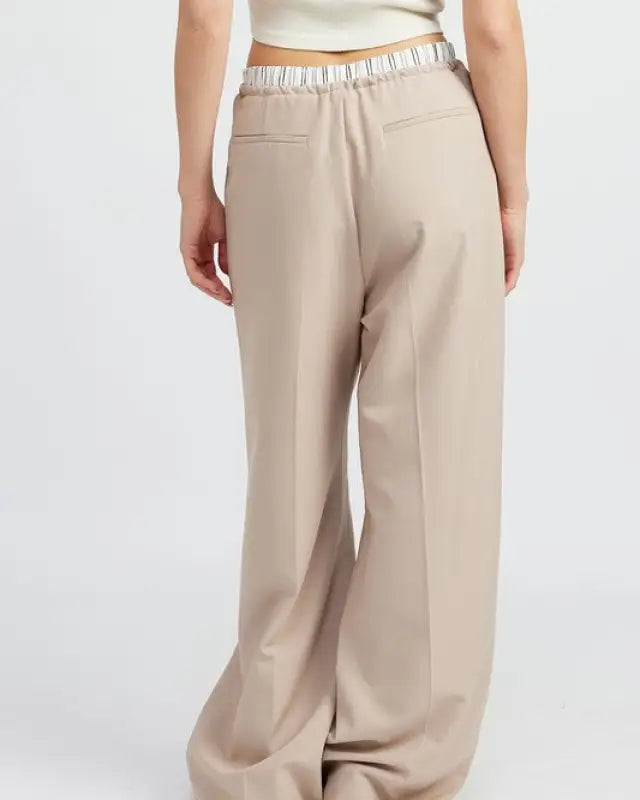 DOUBLE WAIST STREUIGHT LEG PANTS