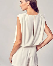 Drape Neck Open Back Romper